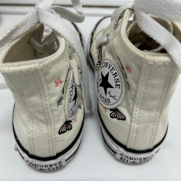 Converse Kids Chuck Taylor High Tops – Butterfly Embroidery – Size 11 - Picture 3 of 3